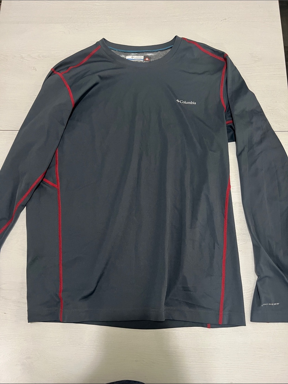 Columbia Black Long-Sleeve Performance Shirt with Red Stitching